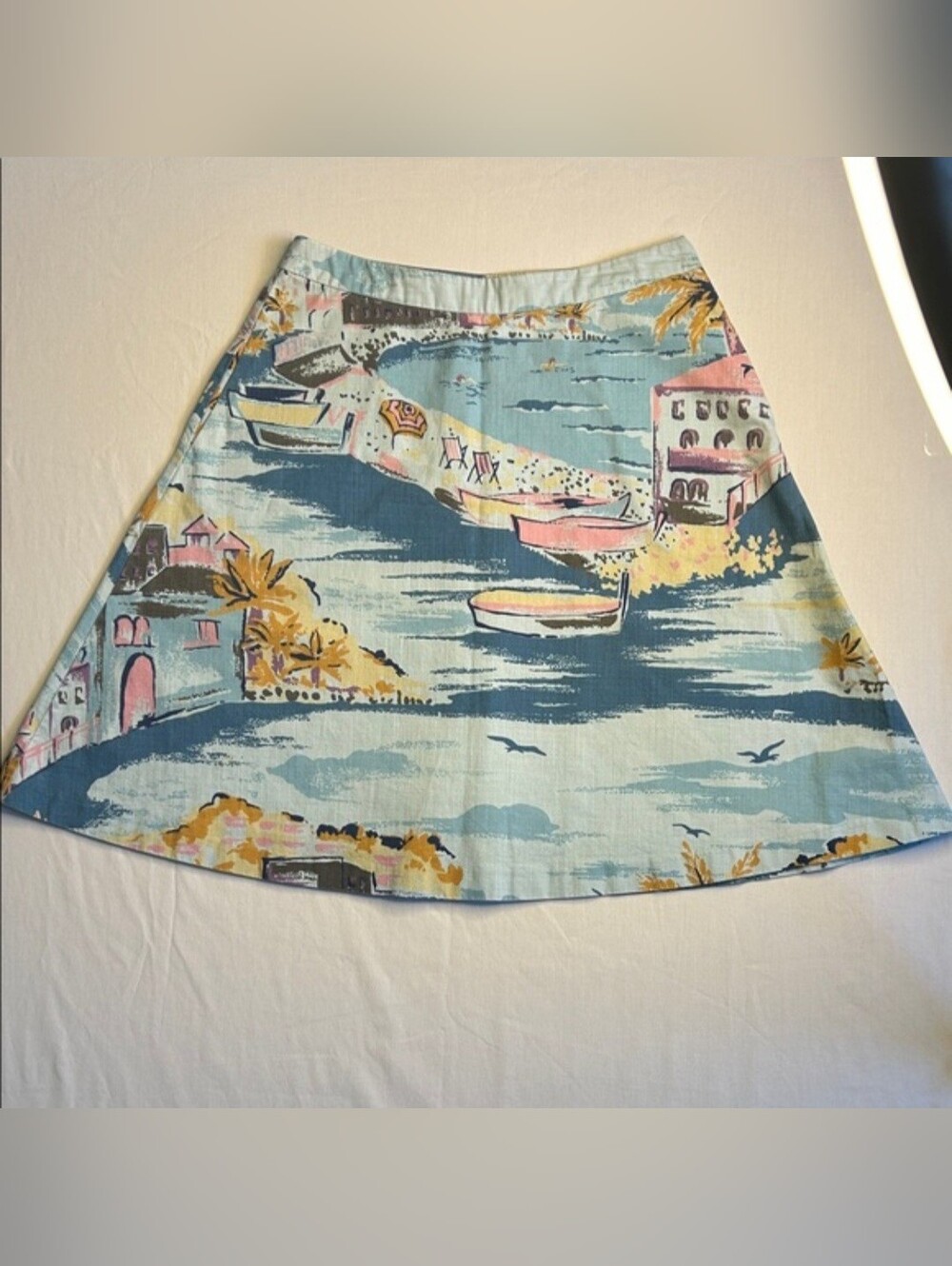 NWOT Boden Scenic Print A-Line Skirt Sz 6 100% Cotton Boat Island Resortwear 🌴